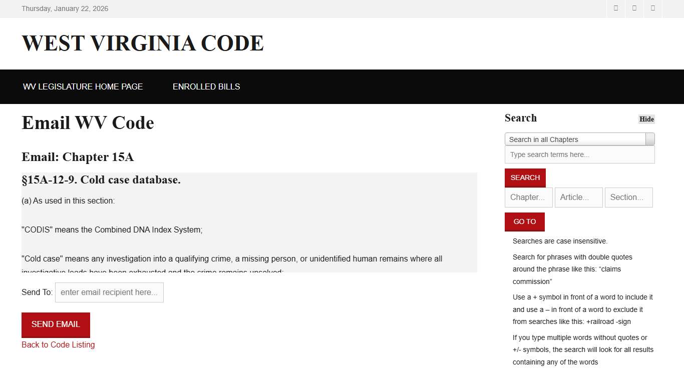 West Virginia Code §15A