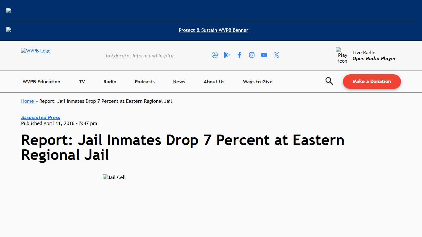 Report: Jail Inmates Drop 7 Percent at Eastern Regional Jail - West Virginia Public Broadcasting : West Virginia Public Broadcasting