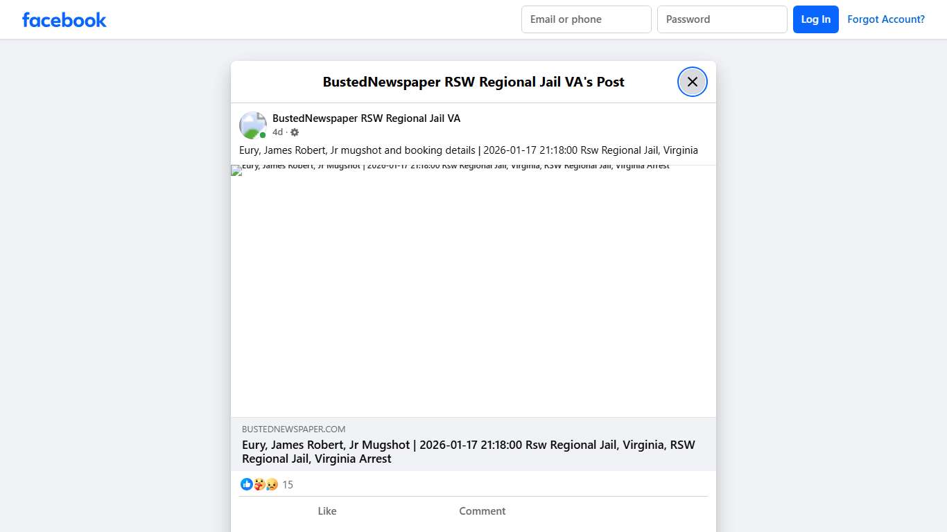 Eury, James Robert,... - BustedNewspaper RSW Regional Jail VA Facebook
